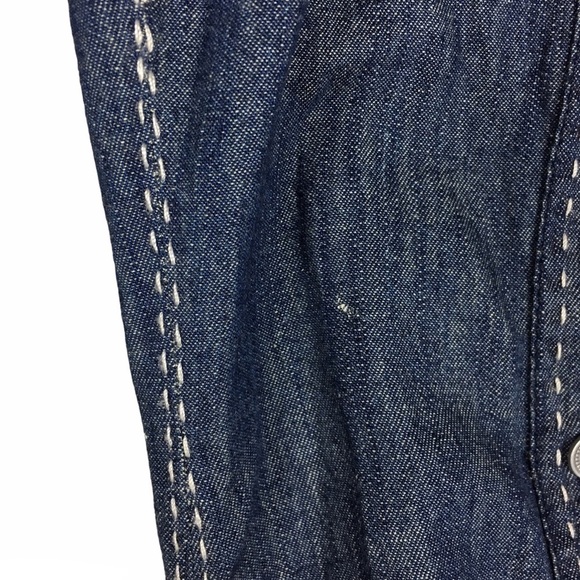 Chambray Shirt NINE WEST Button Up Long Sleeve Minimalist 100% Cotton Size Large - Picture 7 of 12